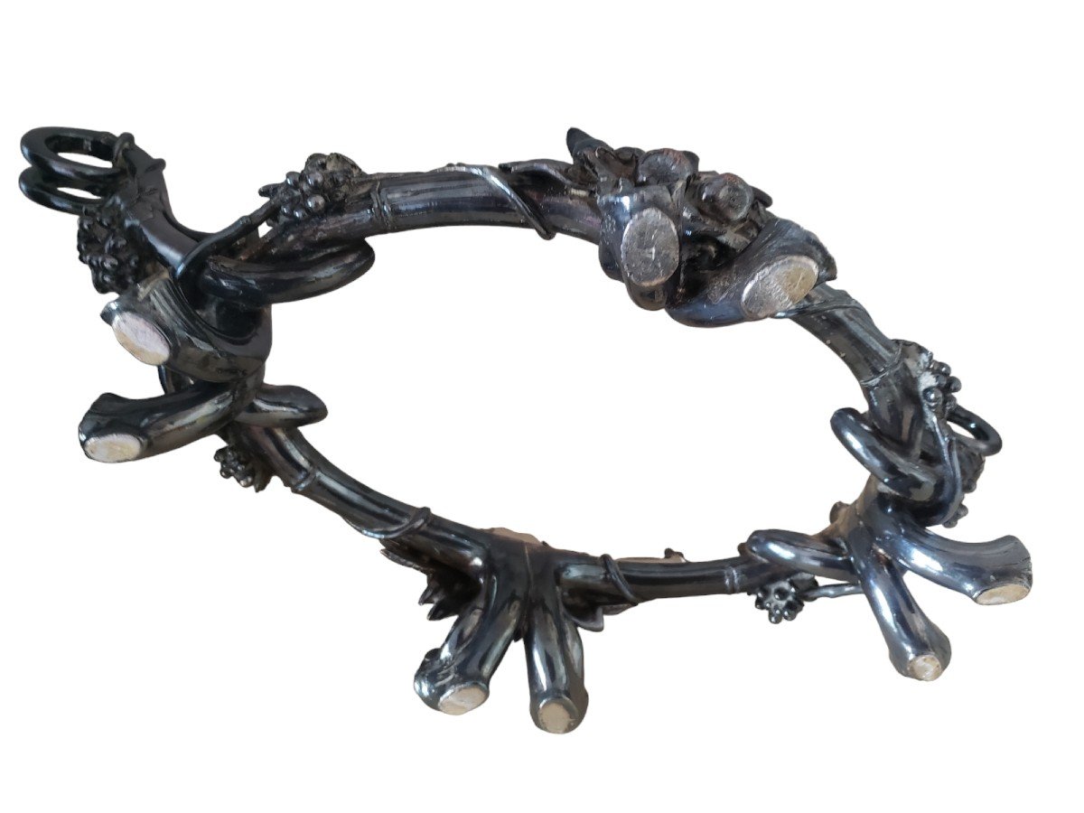Christofle Above All Silver Bronze Jardiniere Table Decorated With Prunus Flowers And Grapes-photo-3