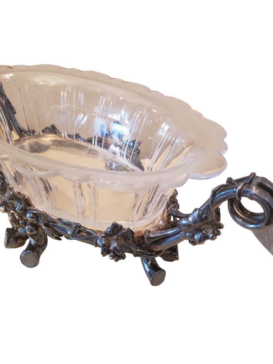 Christofle Above All Silver Bronze Jardiniere Table Decorated With Prunus Flowers And Grapes-photo-5