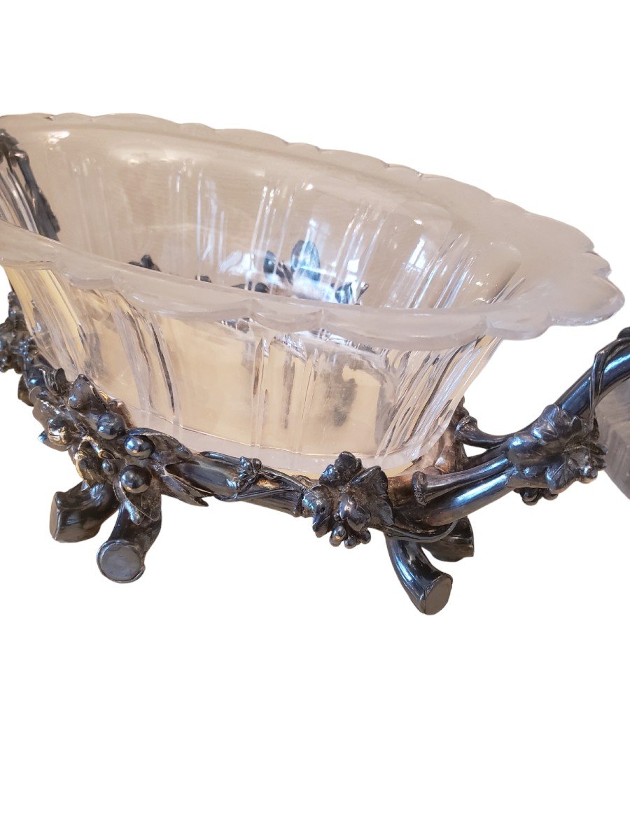 Christofle Above All Silver Bronze Jardiniere Table Decorated With Prunus Flowers And Grapes-photo-6