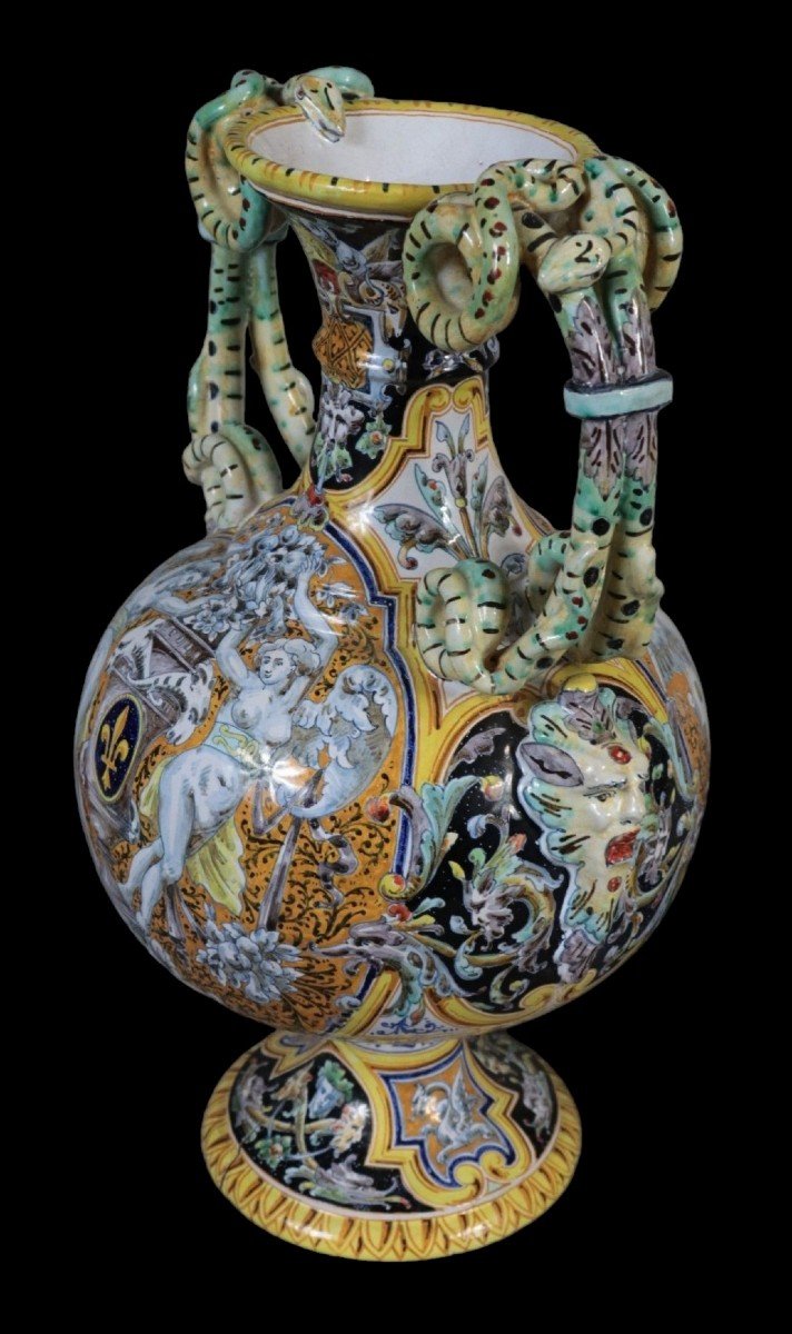 Blois Josaphat Tortat (1843 - 1915) Paire De Vases Balustre En Faïence émaillée Polychrome -photo-4