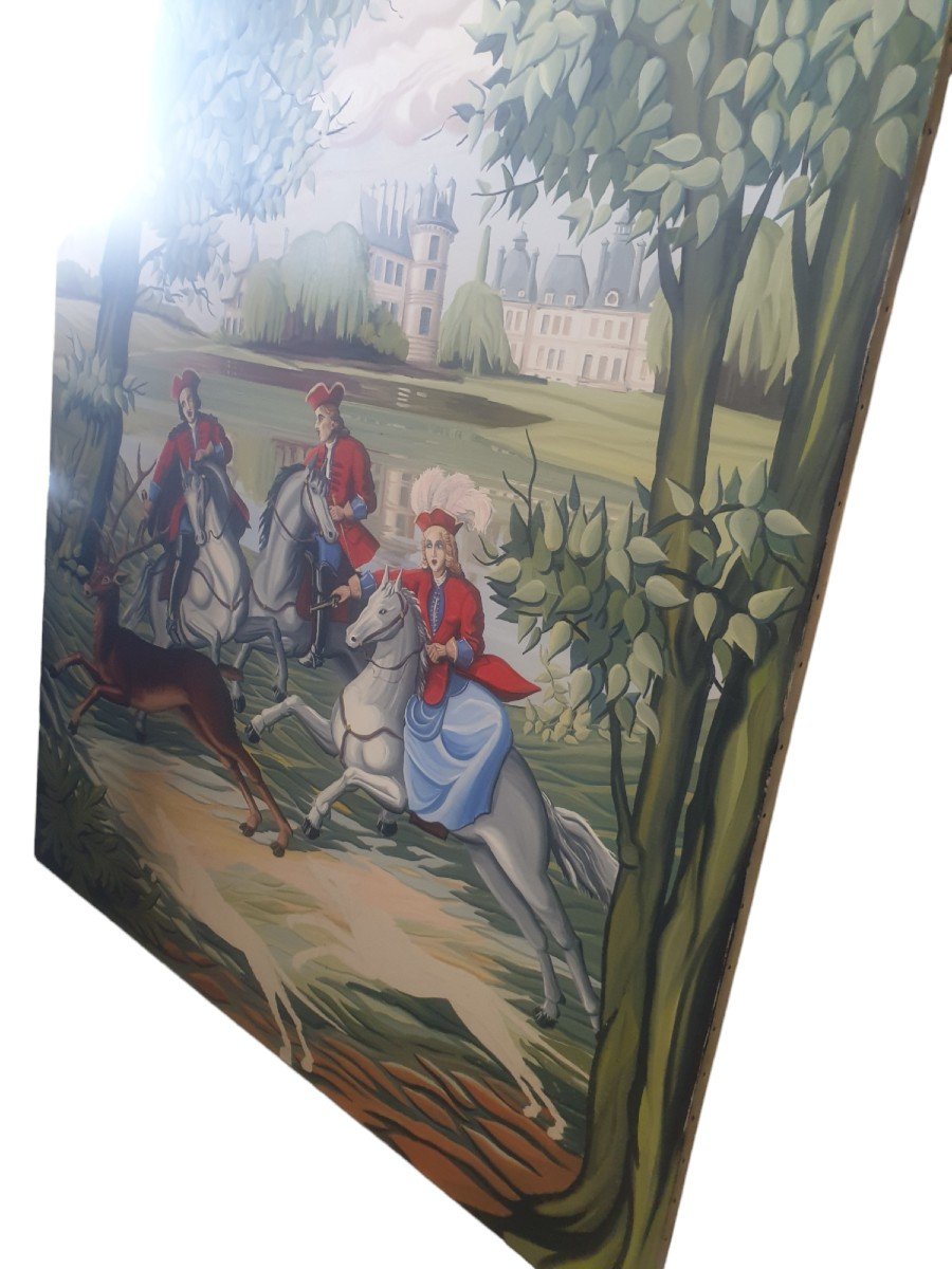 Hst French School Hunting Scene 195 Cm X 165 Cm Circa 1950 