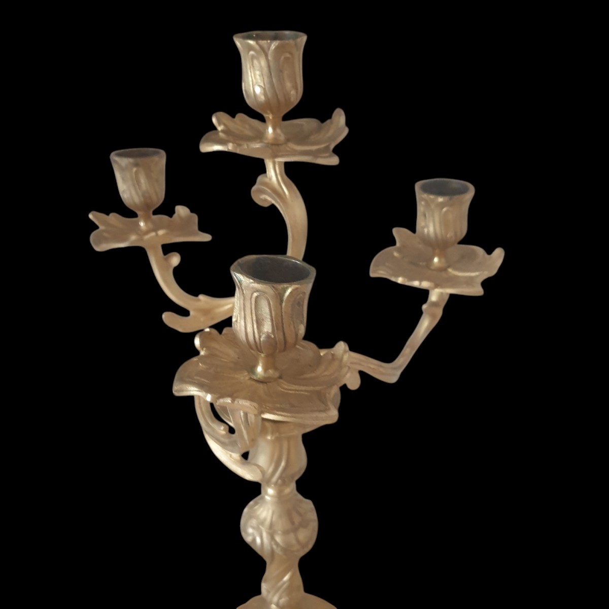 Pair Of 19th Century Gilt Bronze Candelabras And Candlesticks -photo-1