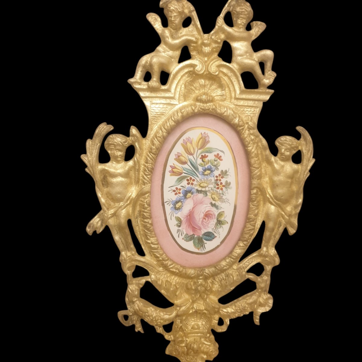 Pair Of Gilt Bronze Wall Lights, Sèvres Porcelain, 19th Century, 1850s, Gilt -photo-4