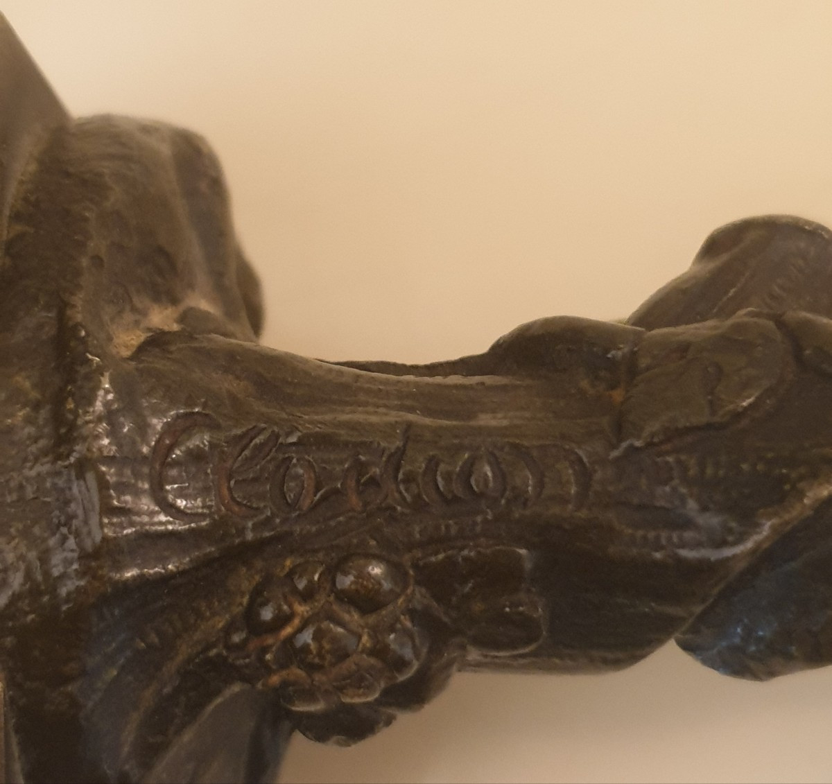 Clodion Authentic Bronze Candle Holder Signed On The Back -photo-2