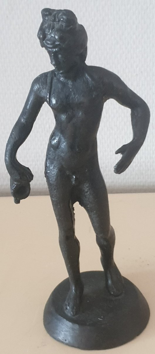 Ancienne Statuette Renaissance d'éphèbe En Bronze Probablement Antinoüs -photo-7