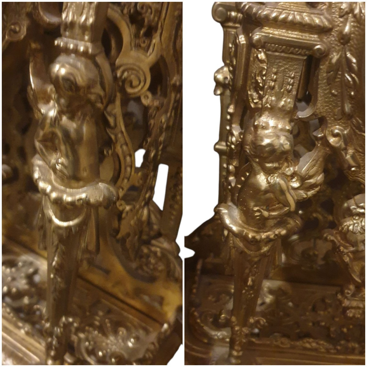 Garniture De Cheminée En Bronze Doré Pendule Et Paire De Candelabres-photo-7
