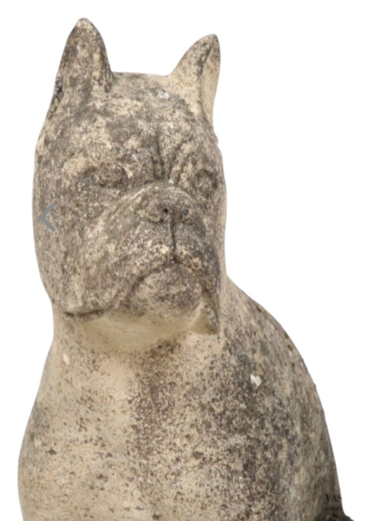Pair Of Reconstructed Old Stone Bulldog Dogs -photo-4