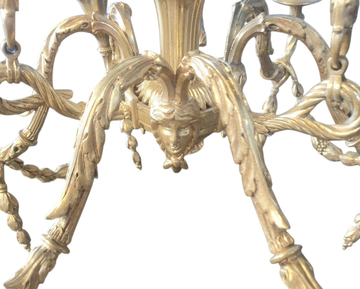 Lustre en bronze doré attribué à Beurdeley circa 1870-photo-4