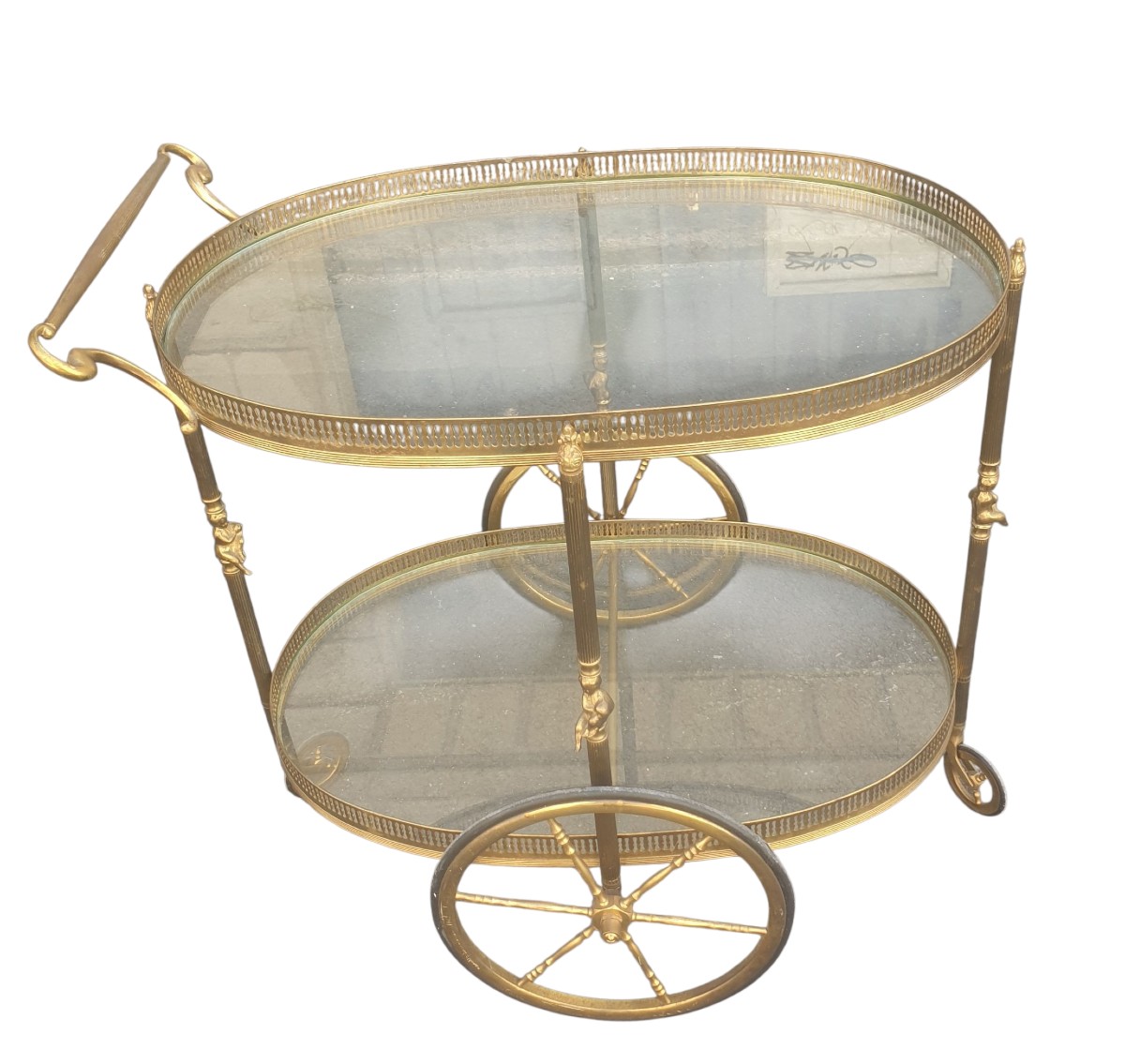 Oval Brass Rolling Table For Maison Baguès