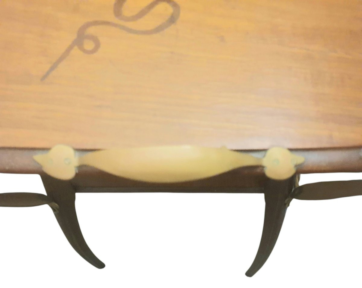 Léon BENOUVILLE 1900 signée Table à thé art nouveau no majorelle no gallé -photo-2