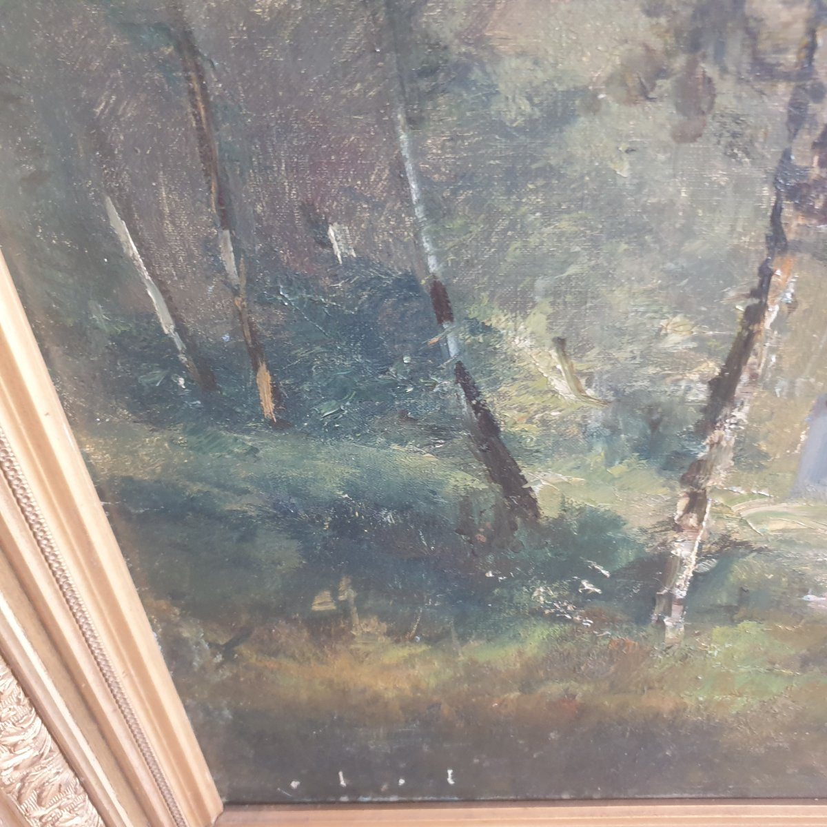 Huge Oil On Canvas, Seaside, Probably Normandy -photo-6