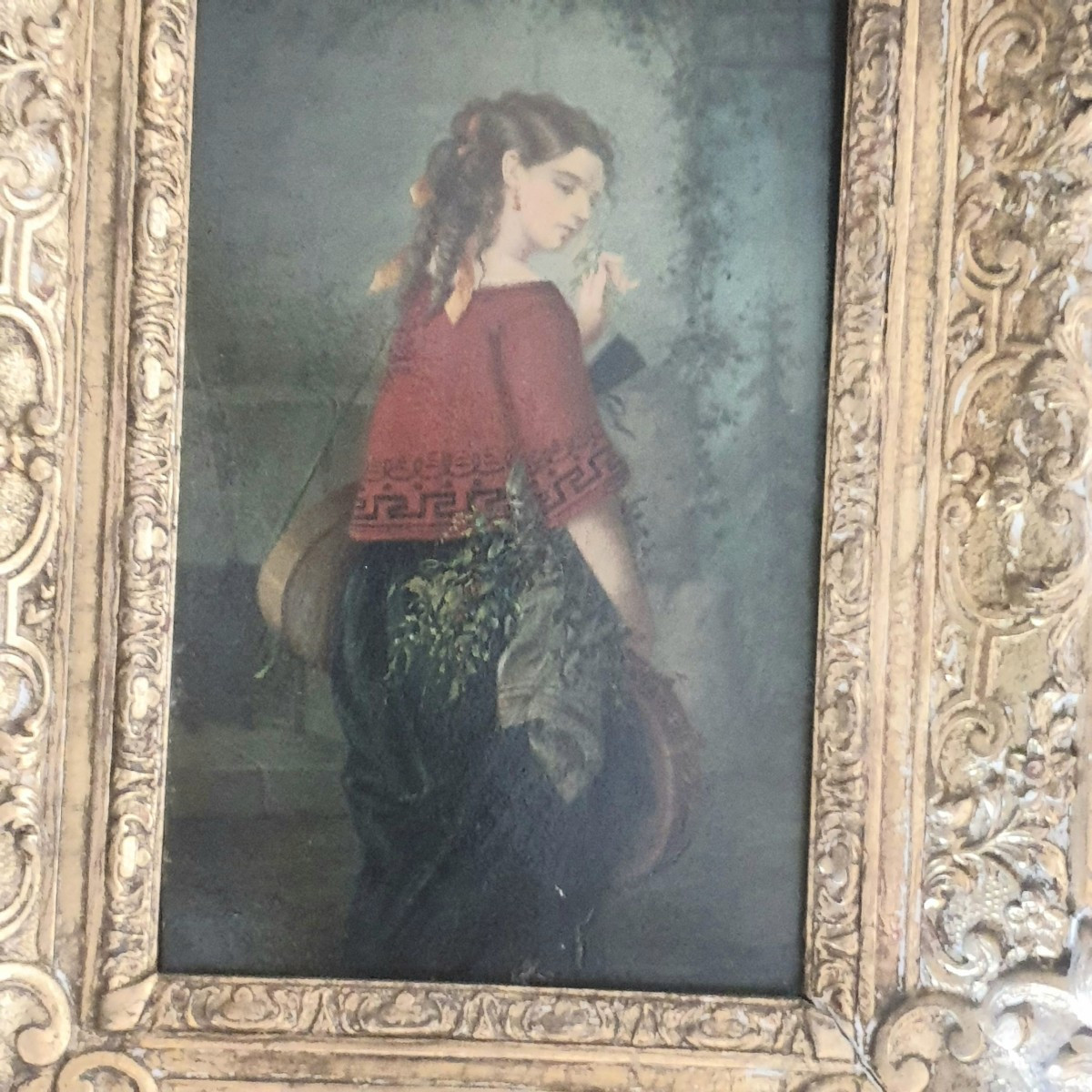 Paul Michel Dupuy huile sur panneau 1895 jeune fille au tambourin -photo-2