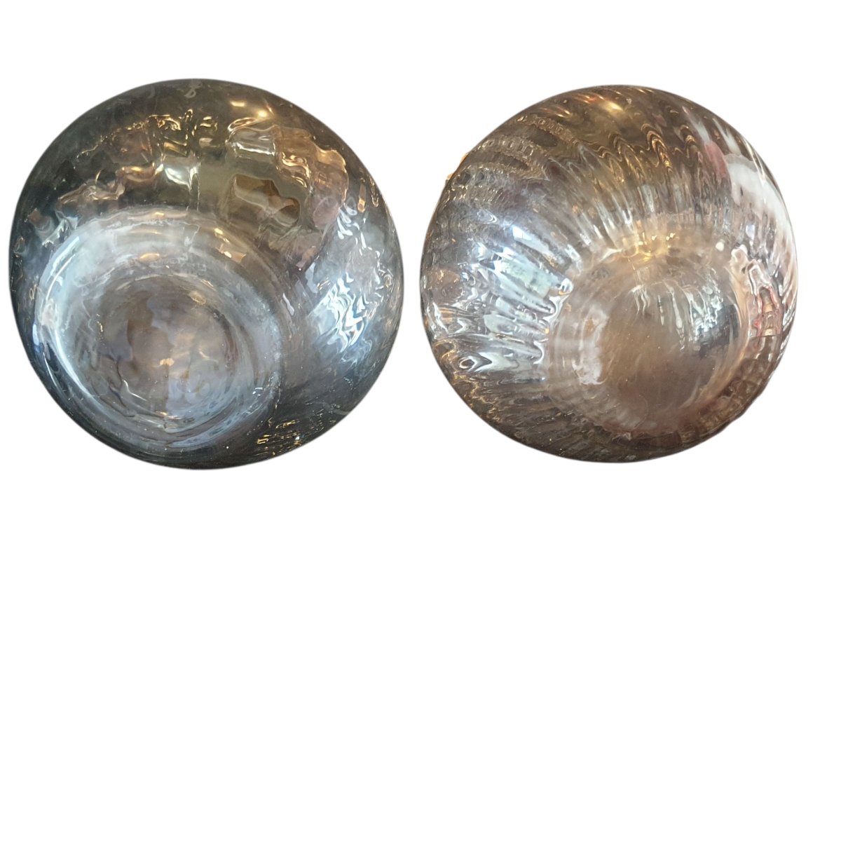 Paire de carafes aiguieres décanteur cristal et métal argenté circa 1900-photo-1