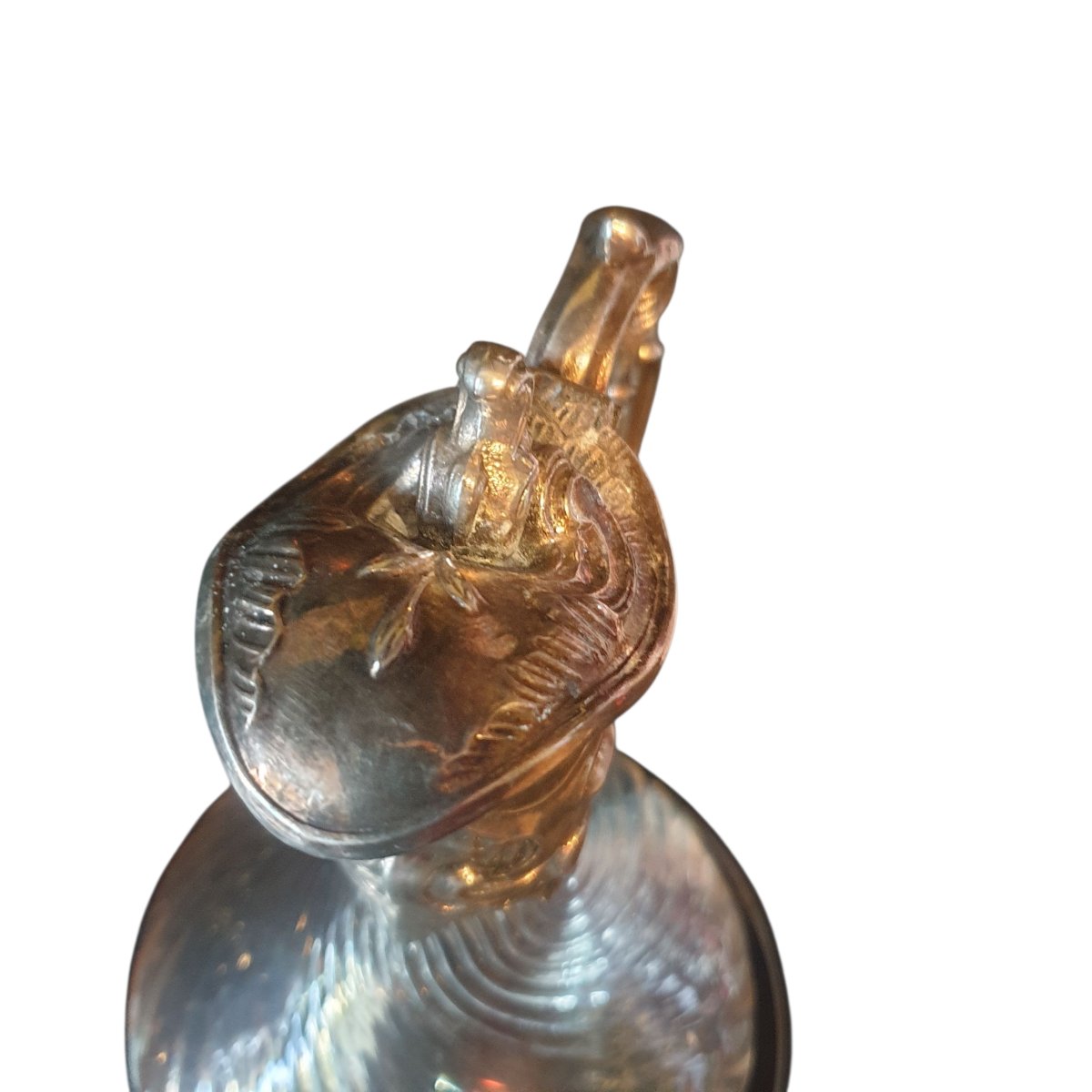 Paire de carafes aiguieres décanteur cristal et métal argenté circa 1900-photo-2