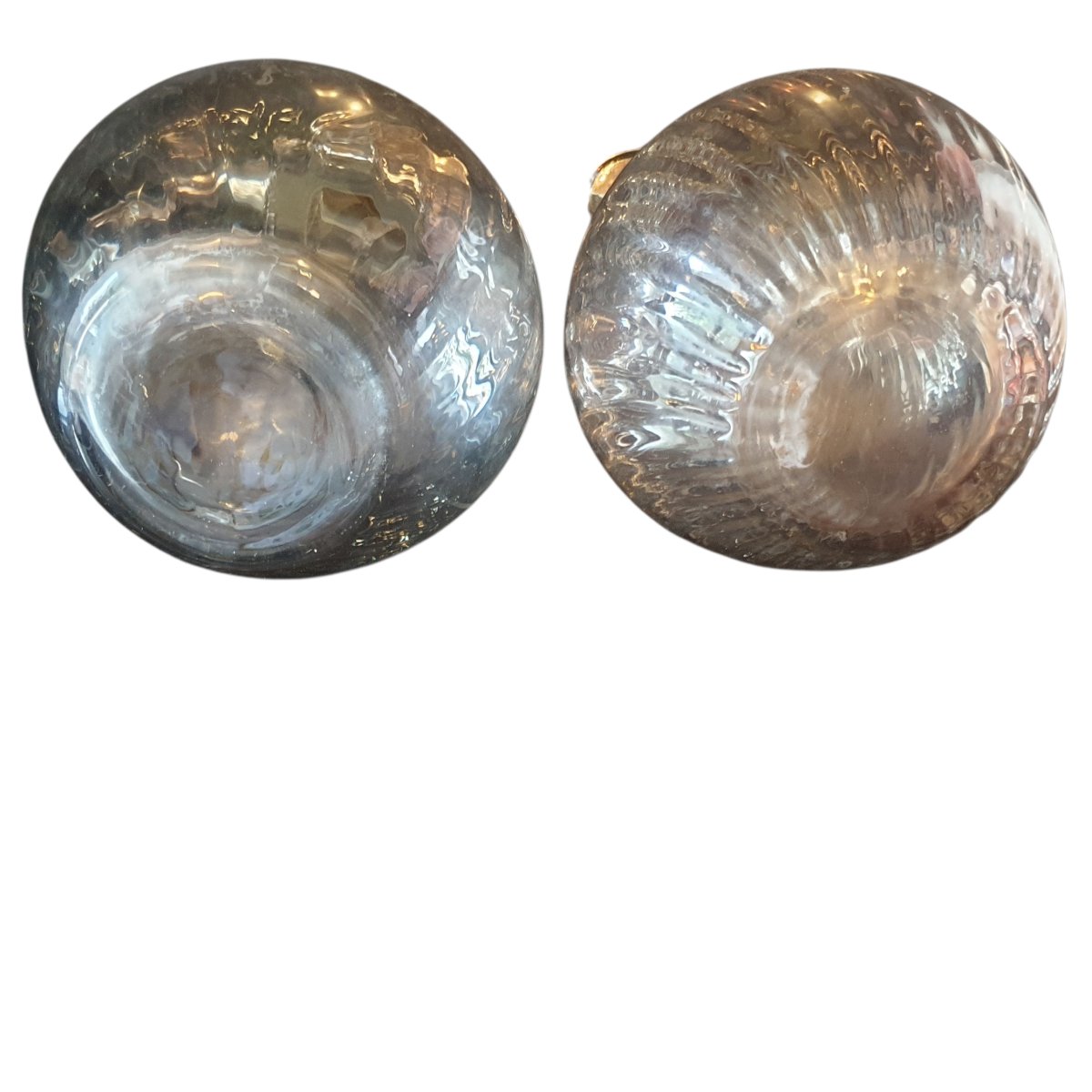 Paire de carafes aiguieres décanteur cristal et métal argenté circa 1900-photo-7