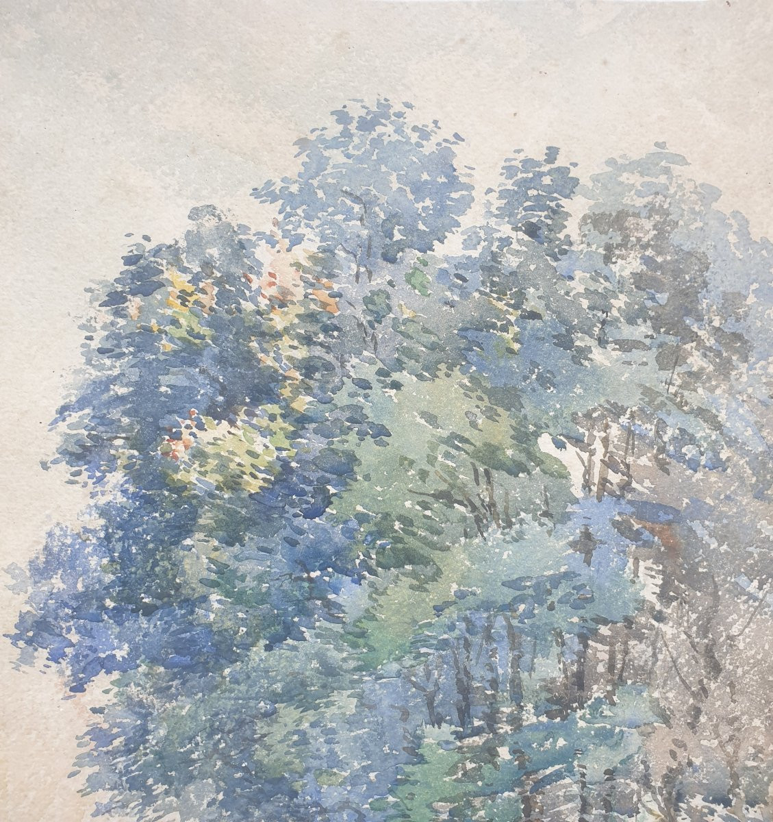 3 Watercolors Under Glass Signed Parmentier, One Of Which Is Unsigned -photo-3