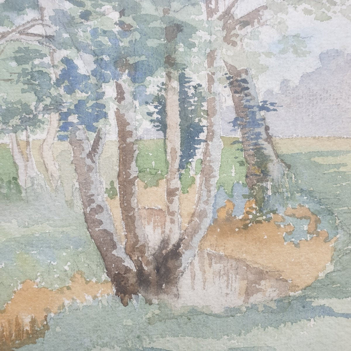 3 Watercolors Under Glass Signed Parmentier, One Of Which Is Unsigned -photo-6