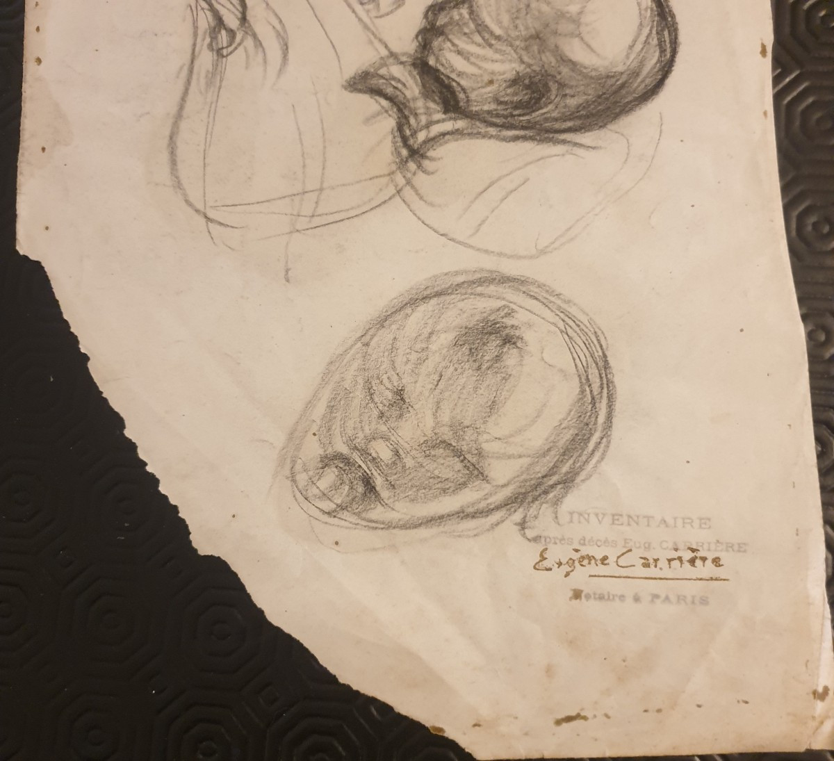 Eugène Carrière Etudes d'enfants  crayon noir-photo-3