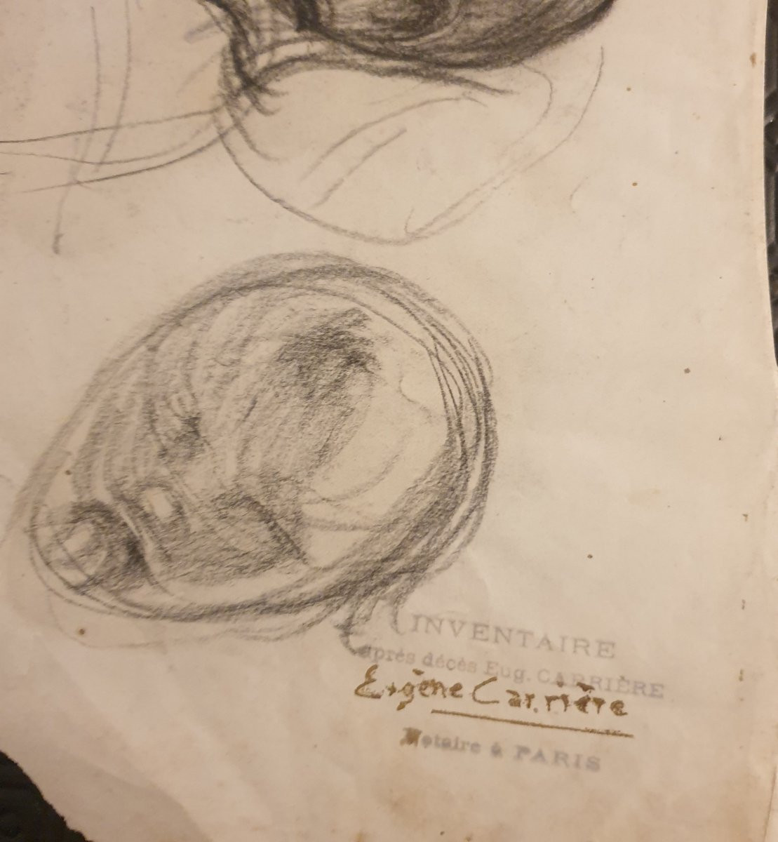 Eugène Carrière Etudes d'enfants  crayon noir-photo-1