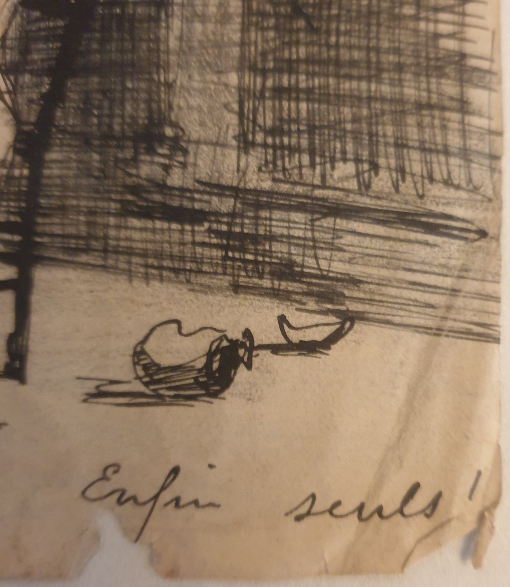 Toulouse Lautrec Attributed Graphite Drawing On Paper-photo-4