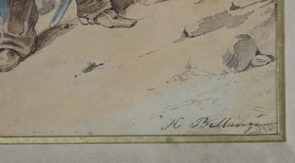 Watercolor Hippolyte Bellange 1800-1866 Wounded Soldier -photo-3
