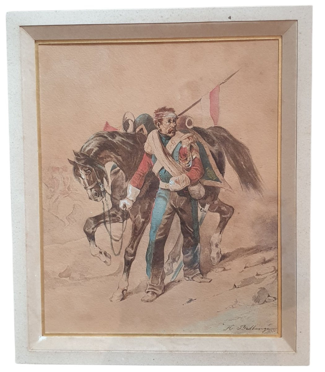 AQUARELLE Hippolyte BELLANGE 1800-1866 soldat blessé -photo-6
