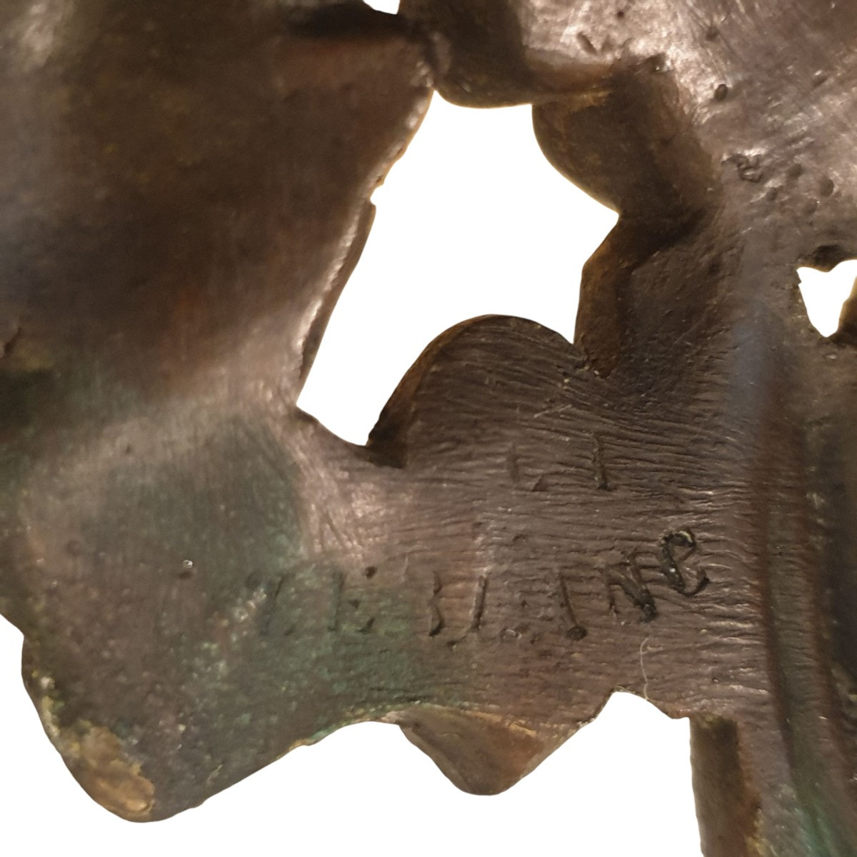Photophore Gustave Leblanc barbediennes XIXeme en bronze avec signature -photo-4