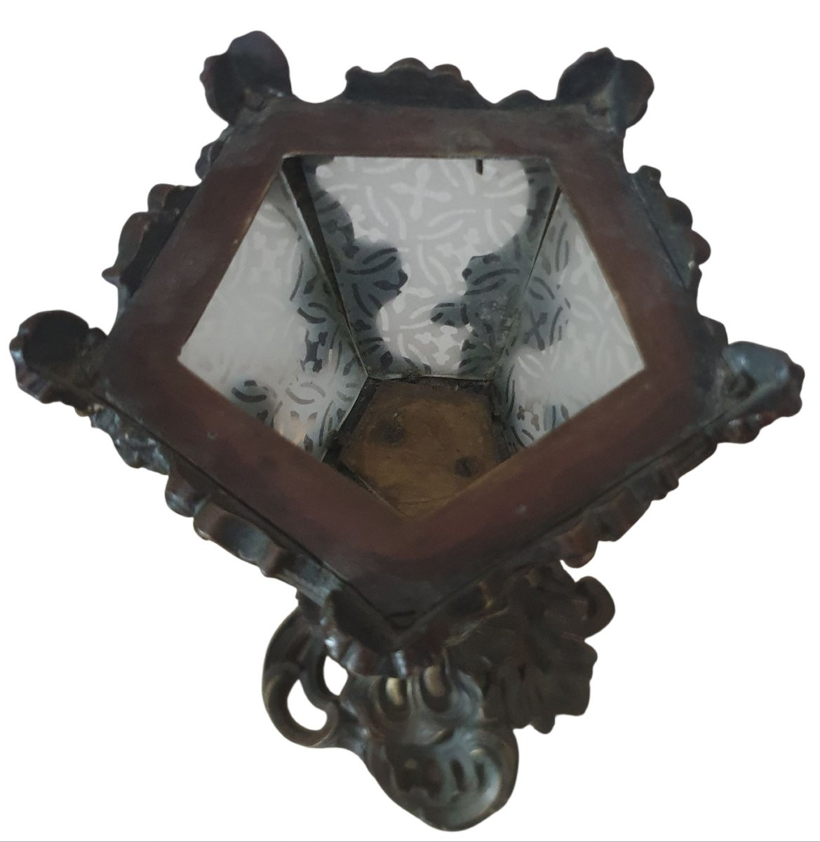 Photophore Gustave Leblanc barbediennes XIXeme en bronze avec signature -photo-5