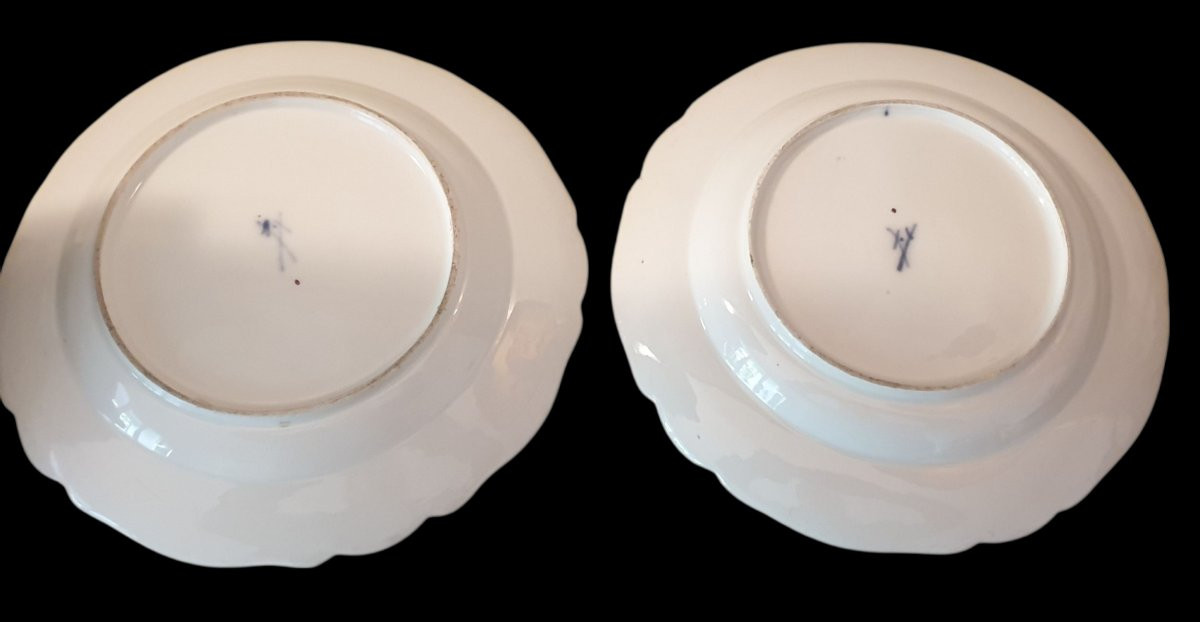 Meissen paire d'assiettes porcelaine 18eme -photo-1