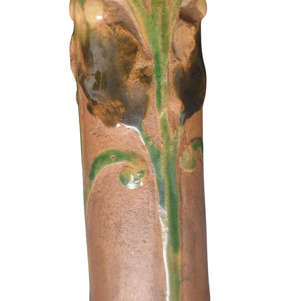 Art Nouveau Period Enamelled Ceramic Vase Signed -photo-3