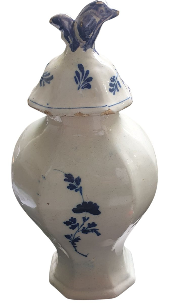 18th Century Blue And White Delft Vase With A Large Cow Decoration-photo-4