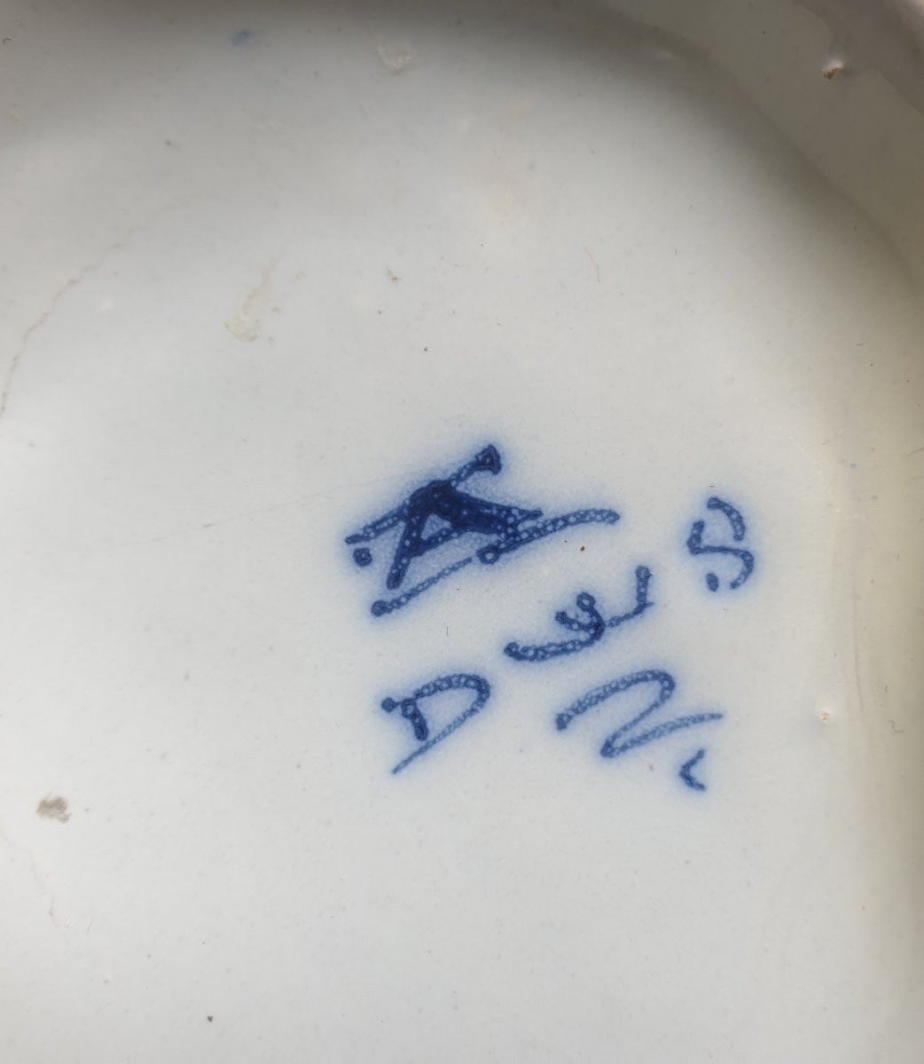 18th Century Blue And White Delft Vase With A Large Cow Decoration-photo-7