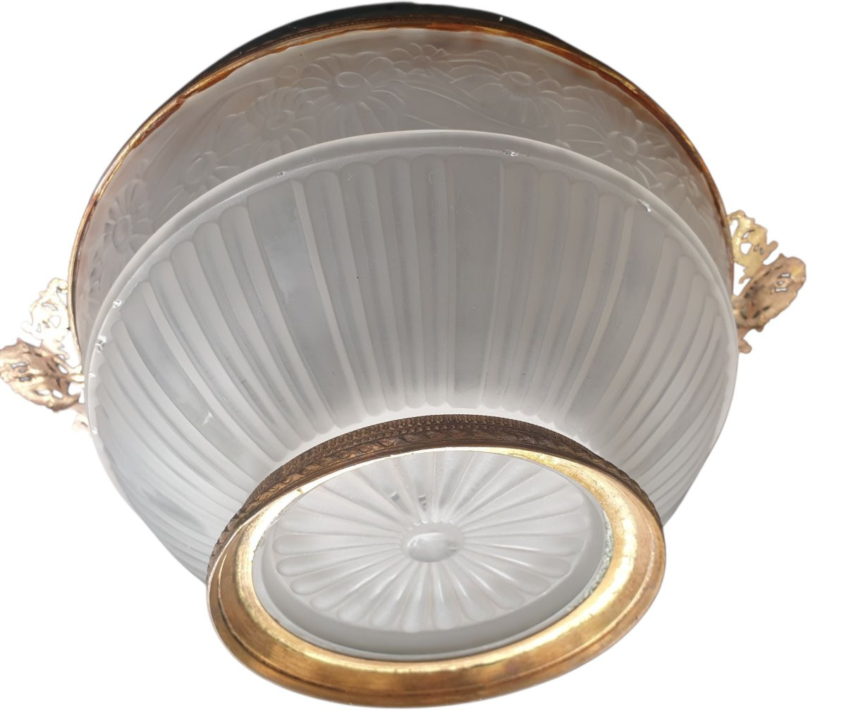 Daum Lorraine Nancy coupe pâte de verre monture bronze doré -photo-1