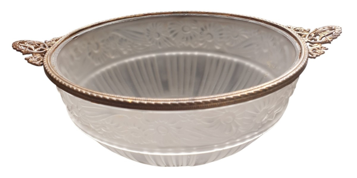 Daum Lorraine Nancy coupe pâte de verre monture bronze doré 