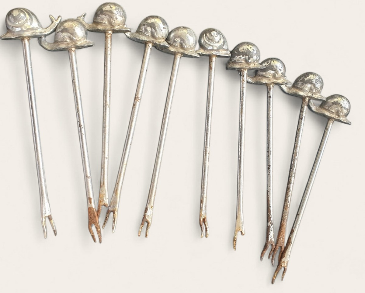 SABINO Porte-piques à escargot verre opalescent avec 10 piques-photo-4