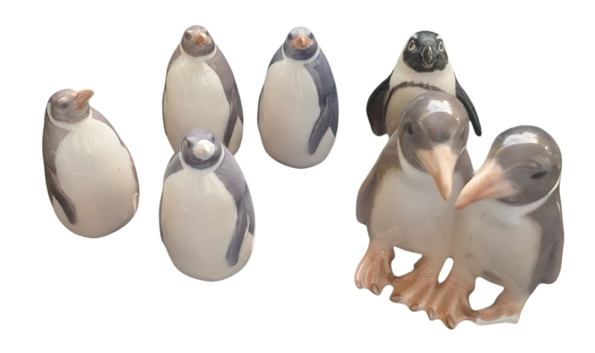 6 Penguin Figurines Royal Copenhagen Denmark