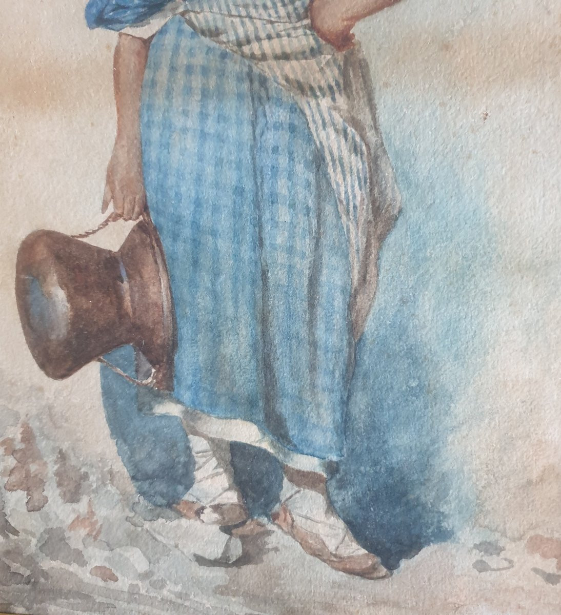 Italian Peasant School In Regional Dress, 19th Century, Signed -photo-1