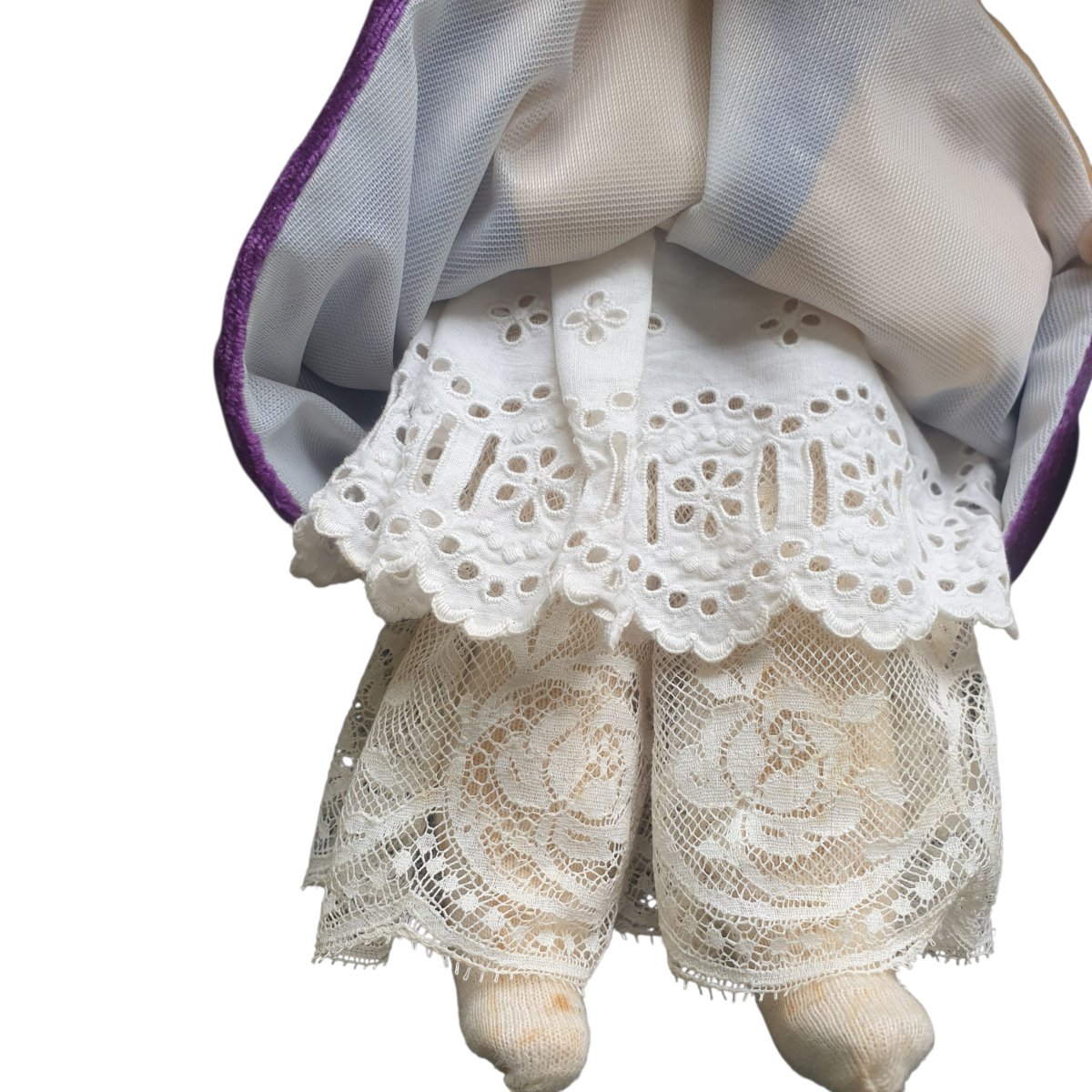 Poupée tête porcelaine en tenue d'époque SFBJ probablement -photo-1