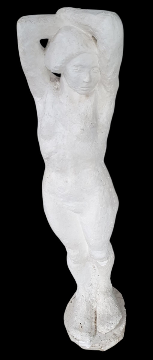 Edouard Cazaux Rare Workshop Plaster Height 1 Meter Signed -photo-2