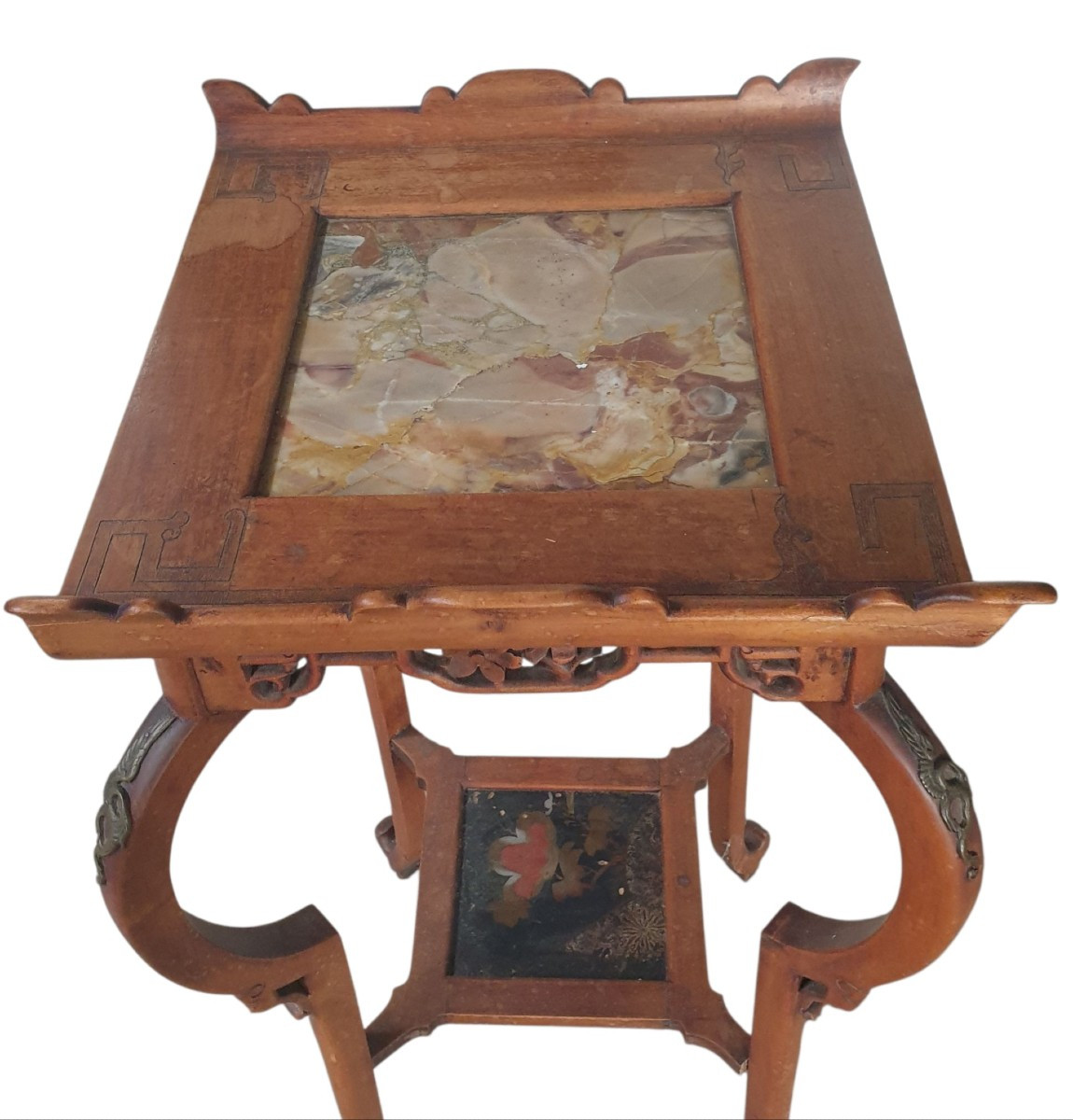 Gabriel Viardot table cellette a deux plateaux marbre et laque de chine -photo-2