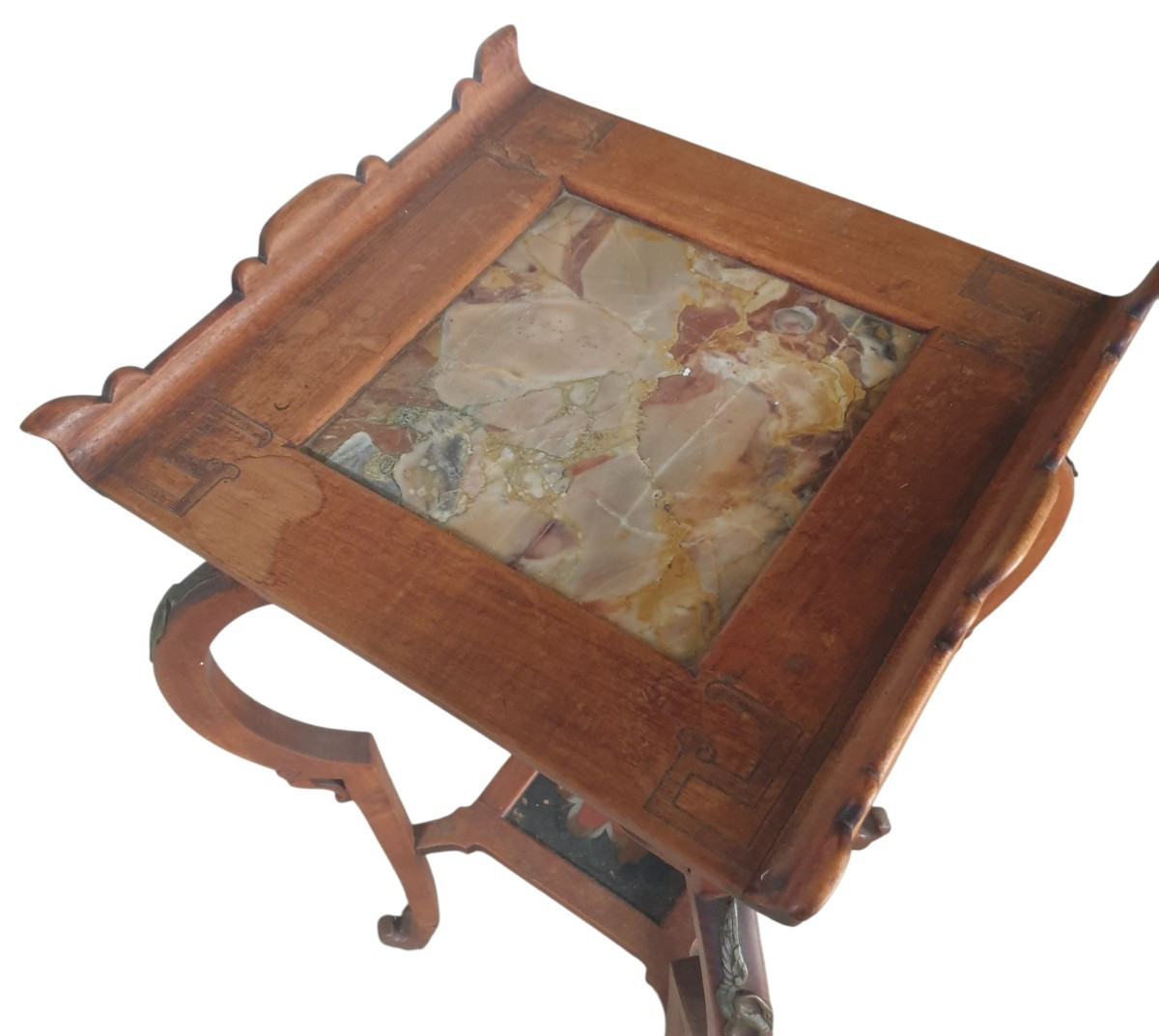 Gabriel Viardot table cellette a deux plateaux marbre et laque de chine -photo-4