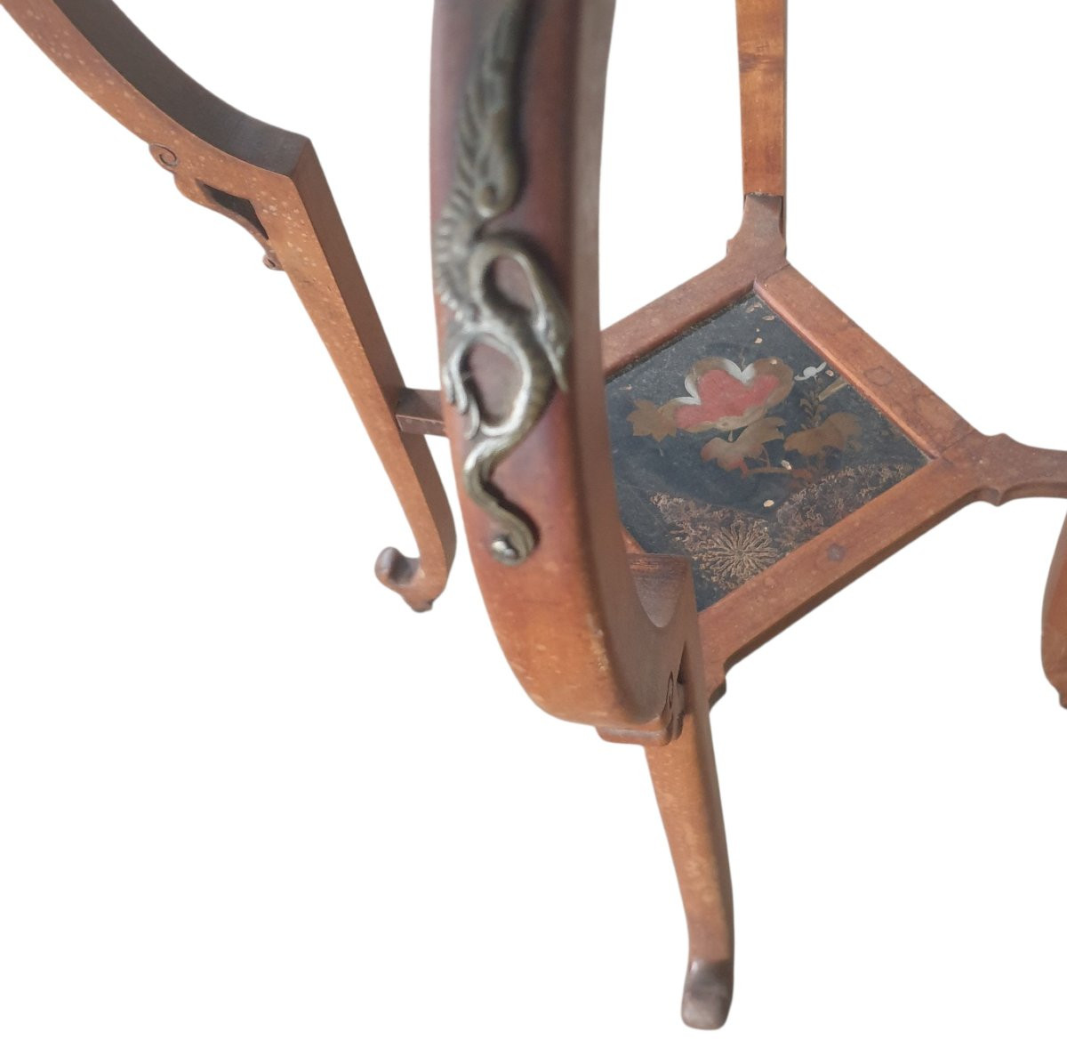 Gabriel Viardot table cellette a deux plateaux marbre et laque de chine -photo-2