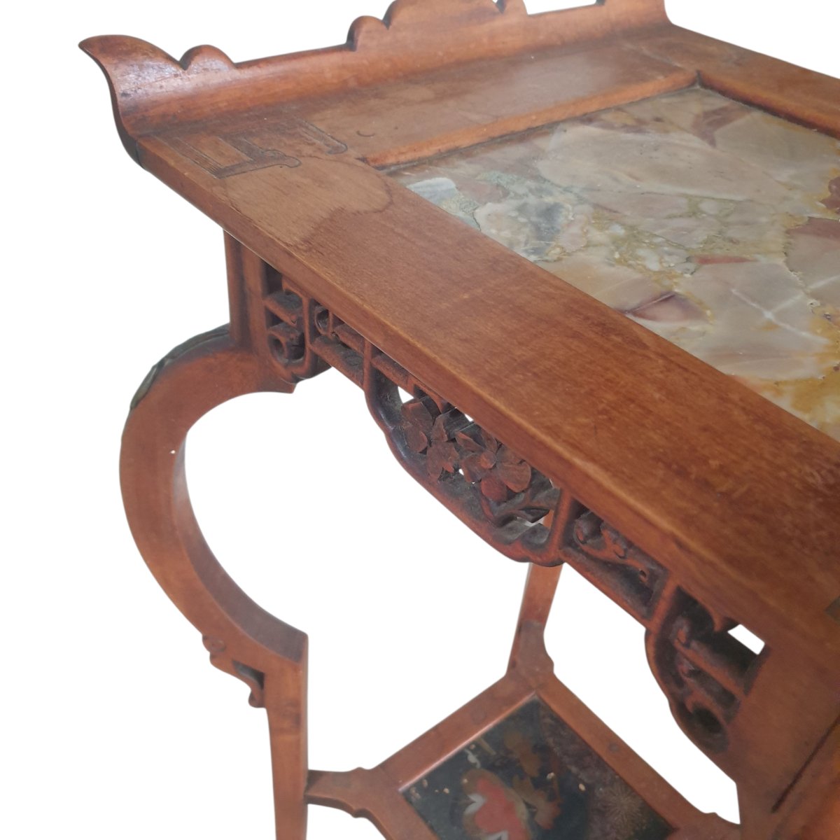 Gabriel Viardot table cellette a deux plateaux marbre et laque de chine -photo-5