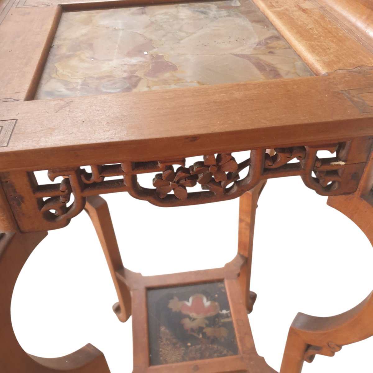 Gabriel Viardot table cellette a deux plateaux marbre et laque de chine -photo-6
