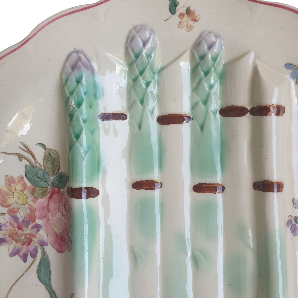 10 Longchamp Terre De Fer Asparagus Plates In Earthenware And Antique Slip, 19th Century -photo-3