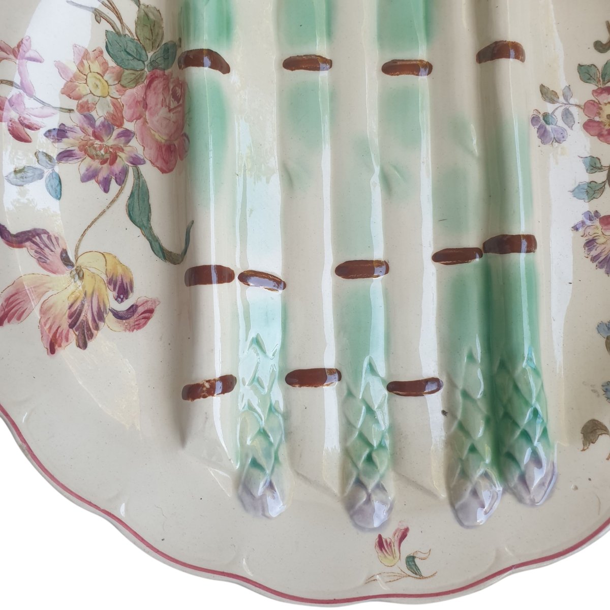 10 Longchamp Terre De Fer Asparagus Plates In Earthenware And Antique Slip, 19th Century -photo-2