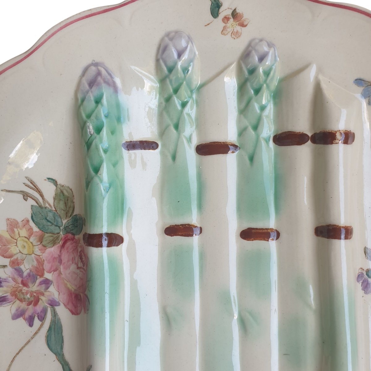 10 Longchamp Terre De Fer Asparagus Plates In Earthenware And Antique Slip, 19th Century -photo-3