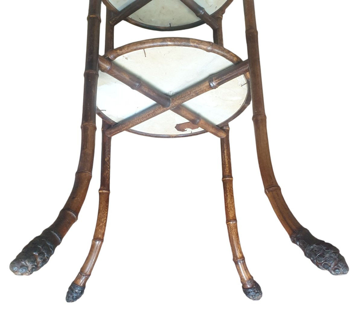Japanese-style Pedestal Table With Porcelain And Bamboo Trays By Perret Et Vibert-photo-1