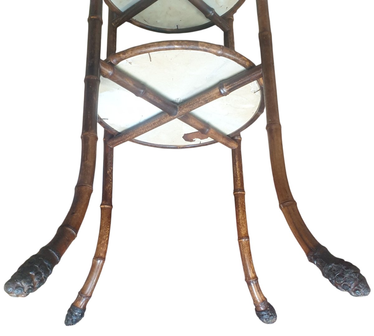 Japanese-style Pedestal Table With Porcelain And Bamboo Trays By Perret Et Vibert-photo-5