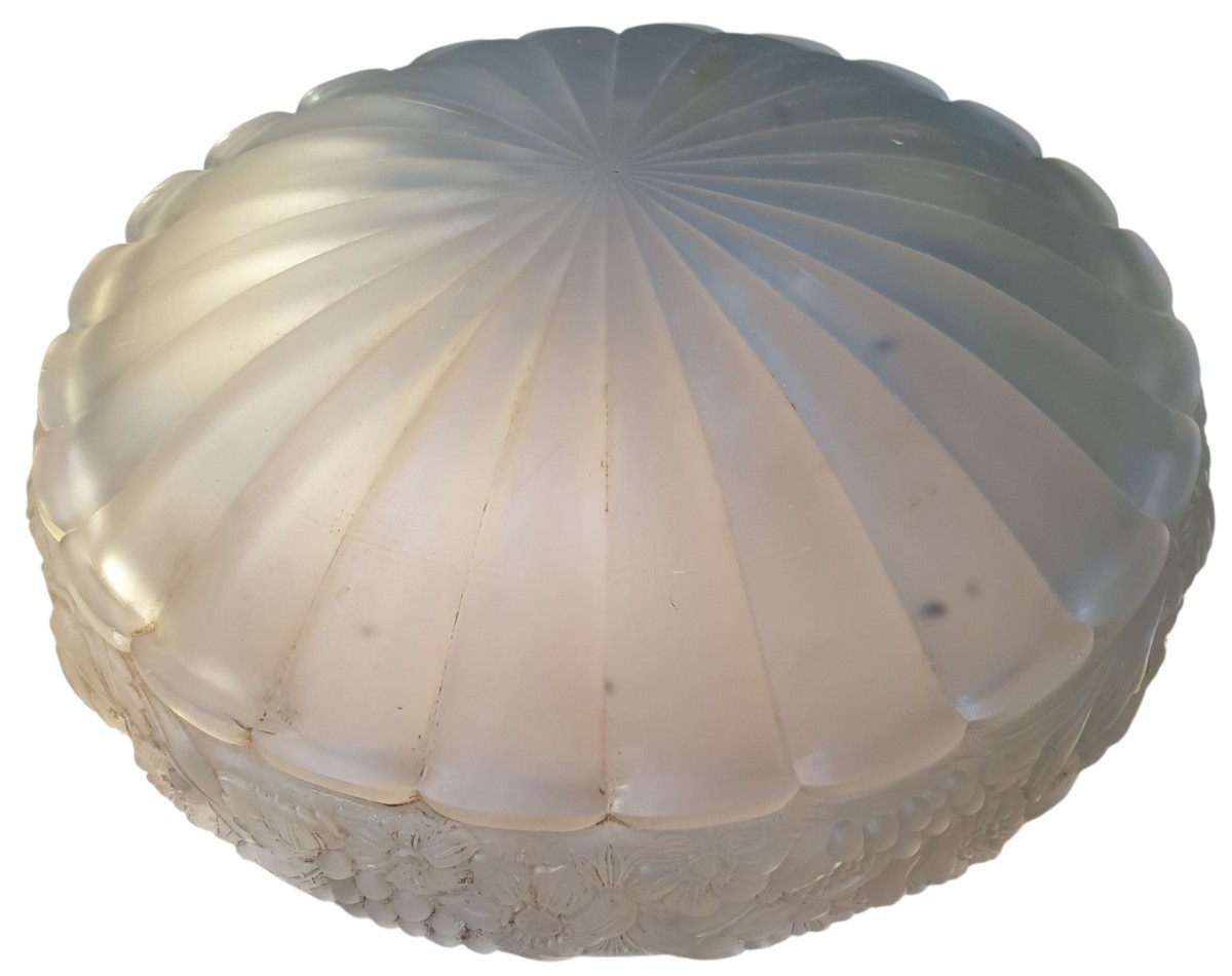 Art Deco Basin Chandelier In The Style Of Lalique Molded Glass -photo-3